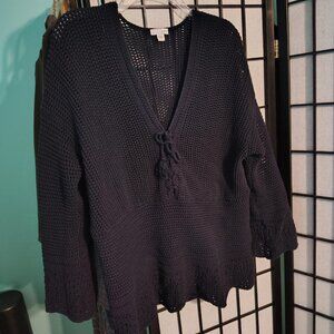 J. Jill Cotton 100% cotton navy blue knit sweater size L